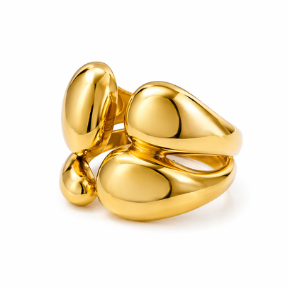 Elysia | Gold Plated Double Layer Vintage Chunky Boho Resizable Ring