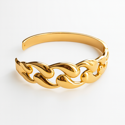 Olivia | 18K Gold-Plated Hollow Waterdrop Cuff Waterproof Bracelet Bangle