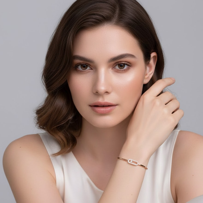 Roxanne | Gold Plated Uno Geometric Zircon Cuff Bracelet Bangle