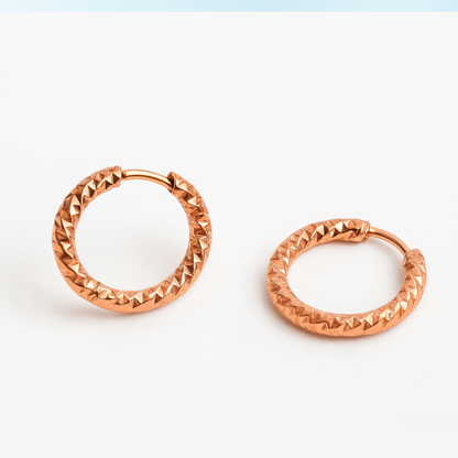 Melina | Gold Plated Hammered Texture Hoop Earrings