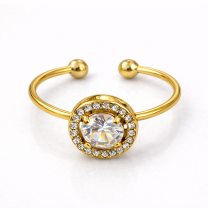 Meritt | Gold Plated Solitaire Faceted Zircon Ring