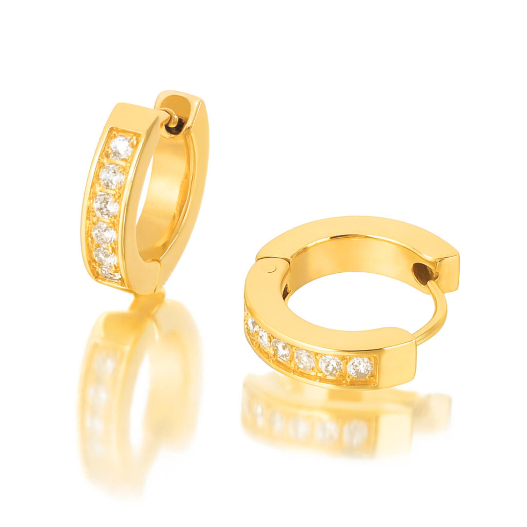 Iris | 18K Gold Plated Mini Huggie Hoop Waterproof Earrings with Zircons