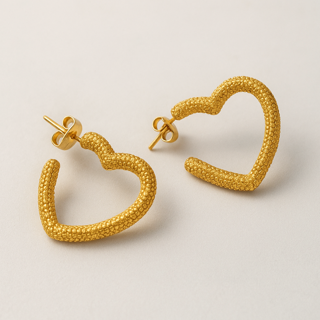 Malia | Gold (18K) Plated Heart Shaped Waterproof Hoop Earrings
