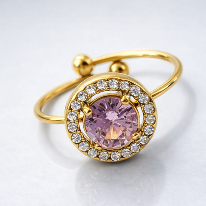 Meritt | Gold Plated Solitaire Faceted Zircon Ring