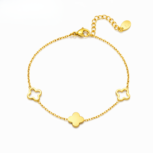 Nikita | Gold Plated Multi Clover Chain Bracelet