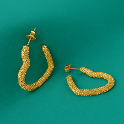 Malia | Gold (18K) Plated Heart Shaped Waterproof Hoop Earrings