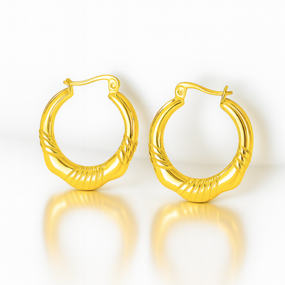 Marigold | 18K Gold Plated Geometric Vintage Simple Hoop Waterproof Earrings