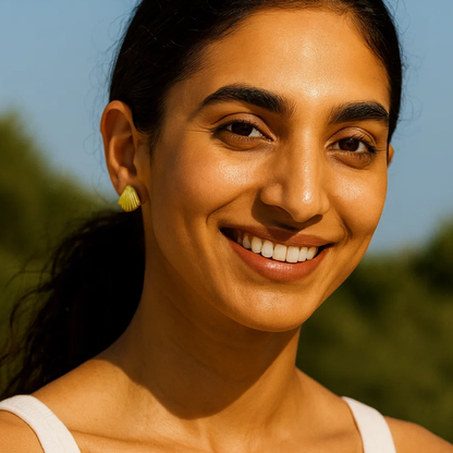 Lixie | 18K Gold-Plated Ribbed Sea Shell Waterproof Stud Earrings