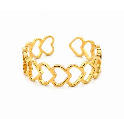 Éternelle  | Gold Plated Love Heart Open Cuff Ring