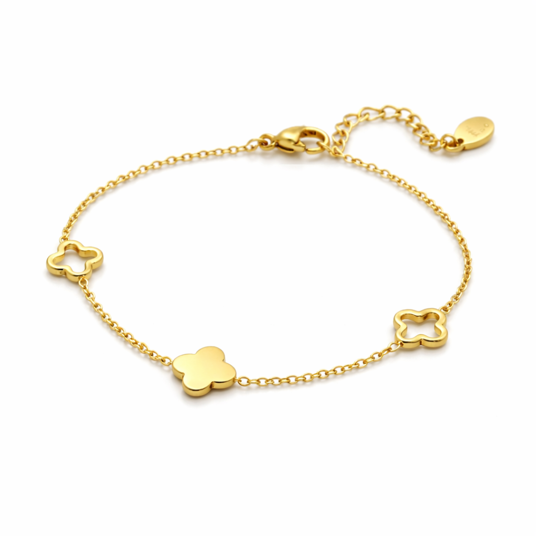 Nikita | Gold Plated Multi Clover Chain Bracelet