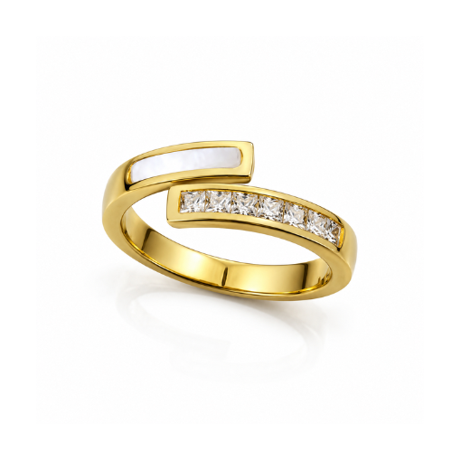 Ambrosia I Gold Plated Celestia Zircon & Shell Ring