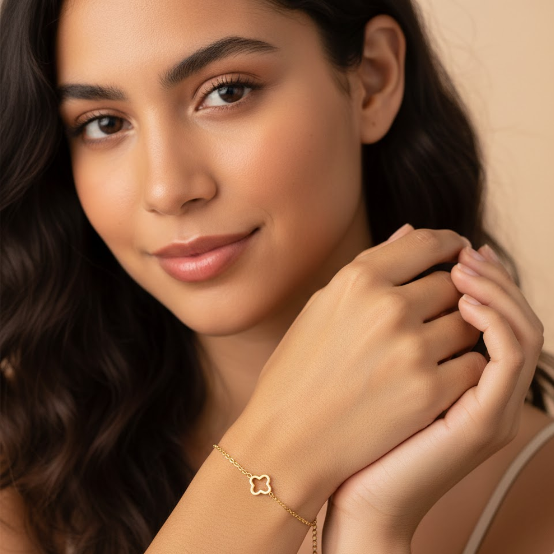Nikita | Gold Plated Multi Clover Chain Bracelet