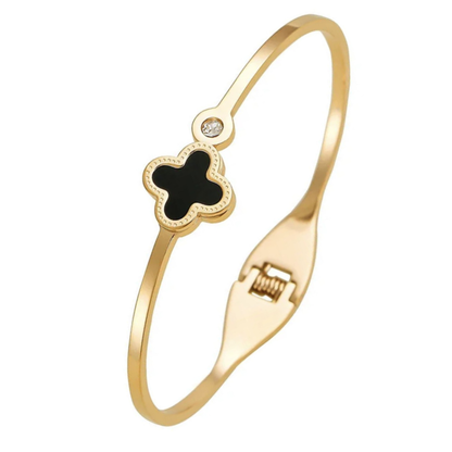 Blossom | 18K Gold-Plated Four-Leaf Clover Cuff Bangle Bracelet