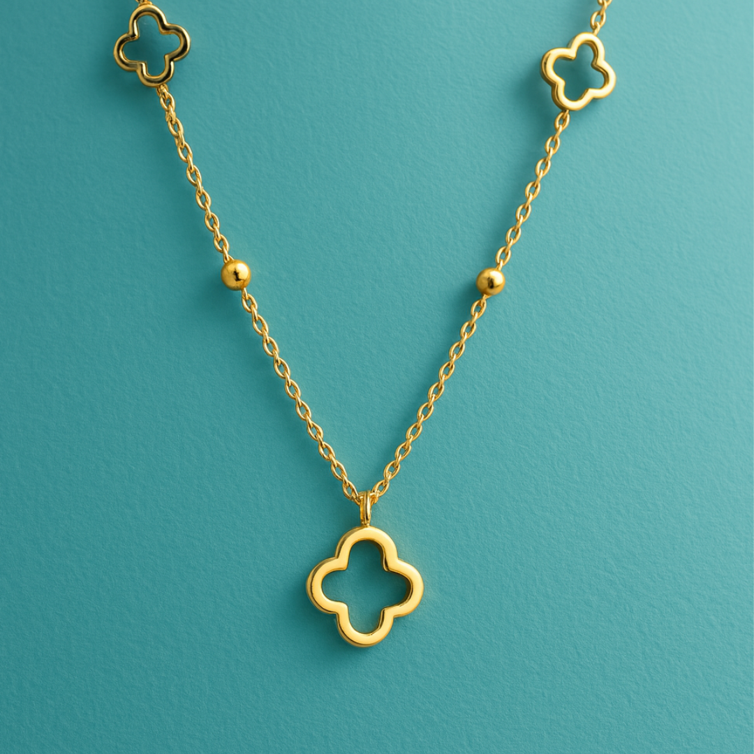 Gifting Set - Gold (18K) Plated Four-Leaf Clover Necklace and Bracelet