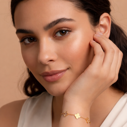 Nikita | Gold Plated Multi Clover Chain Bracelet