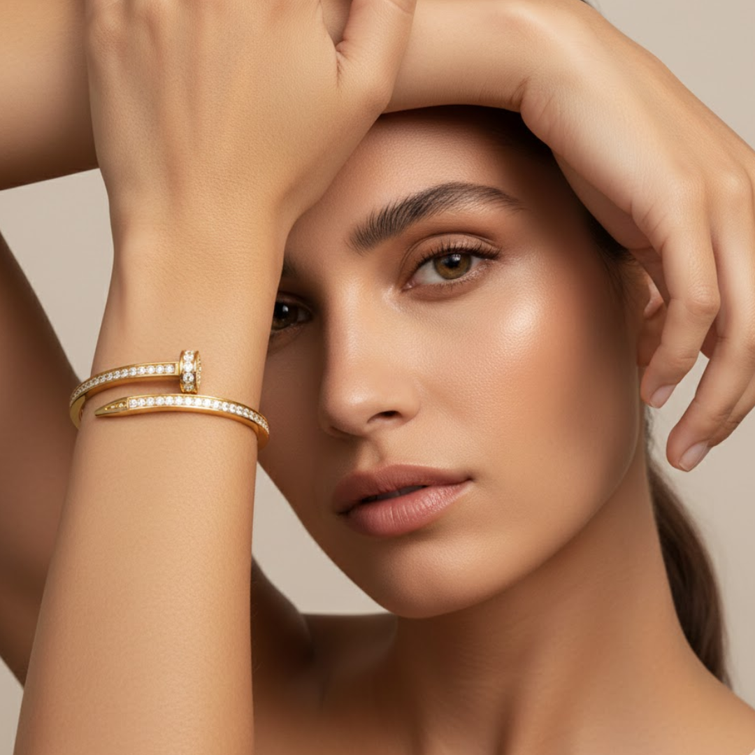 Nicolette | 18K Gold Plated Nail Waterproof Bracelet Bangle