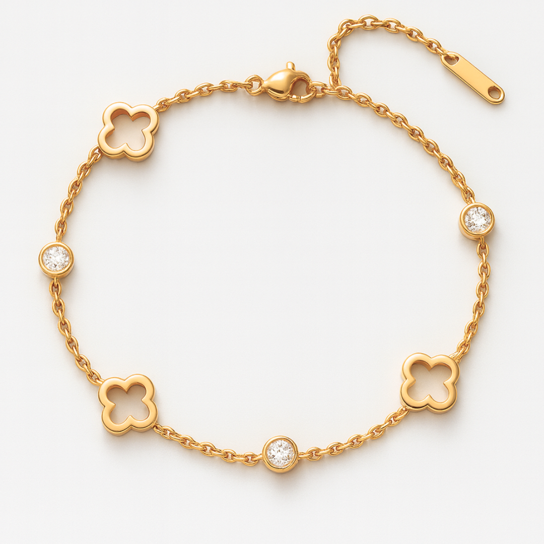 Gifting Set - Gold (18K) Plated Four-Leaf Clover Necklace and Bracelet