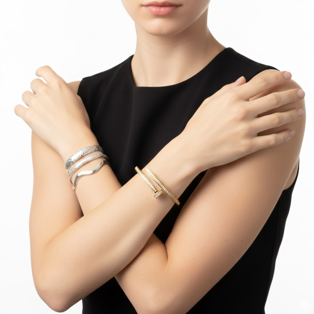 Nicolette | 18K Gold Plated Nail Waterproof Bracelet Bangle