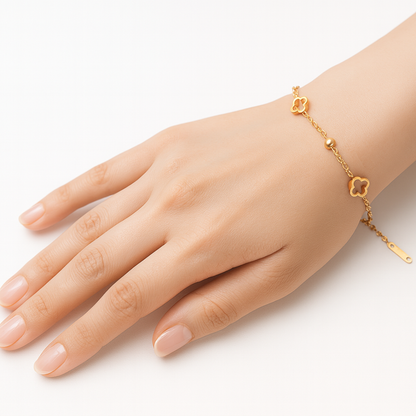 Gifting Set - Gold (18K) Plated Four-Leaf Clover Necklace and Bracelet