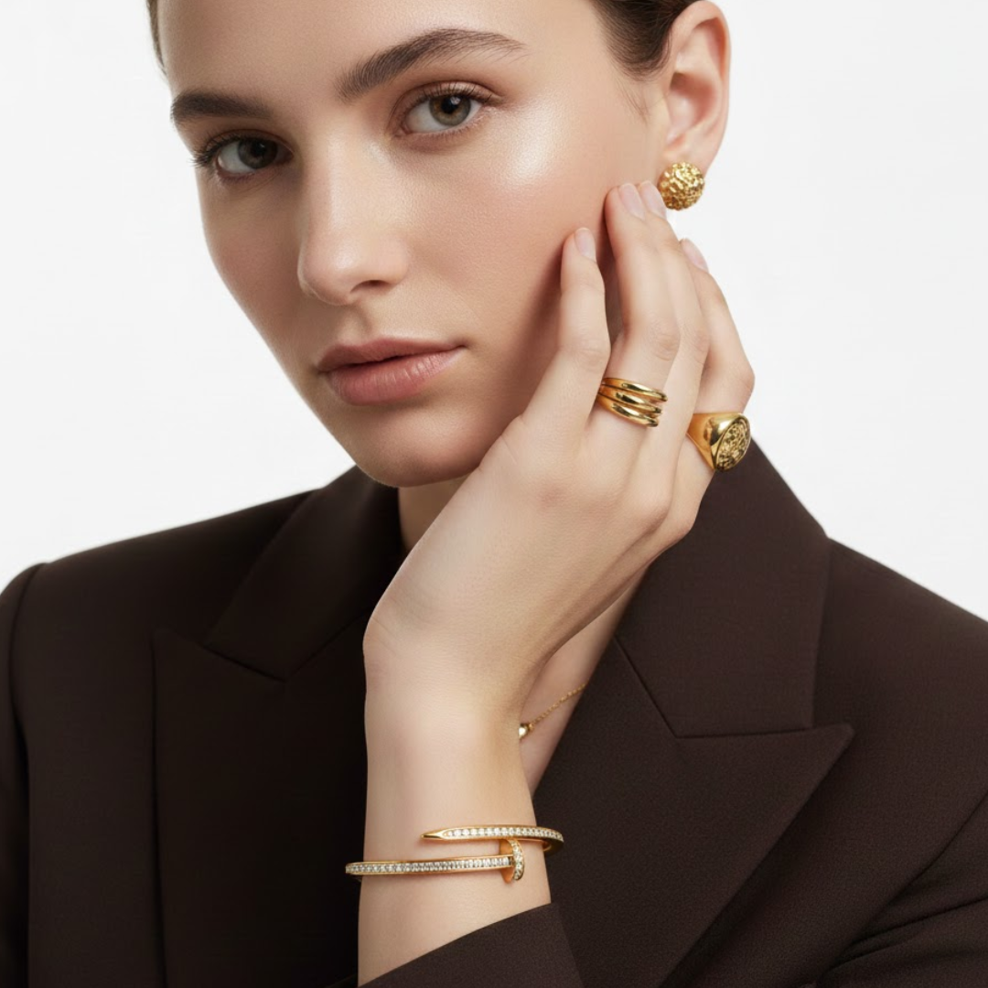 Nicolette | 18K Gold Plated Nail Waterproof Bracelet Bangle