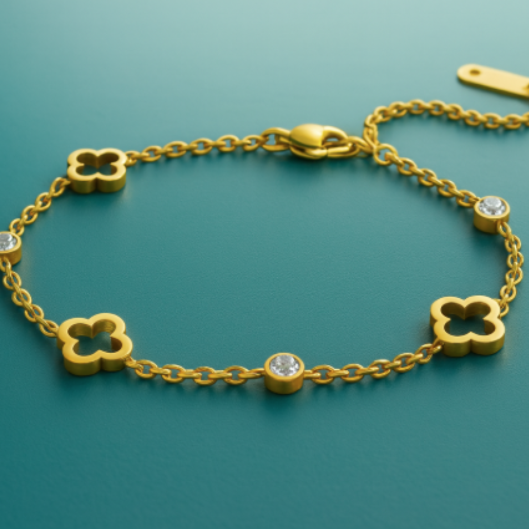 Gifting Set - Gold (18K) Plated Four-Leaf Clover Necklace and Bracelet