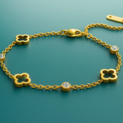 Gifting Set - Gold (18K) Plated Four-Leaf Clover Necklace and Bracelet
