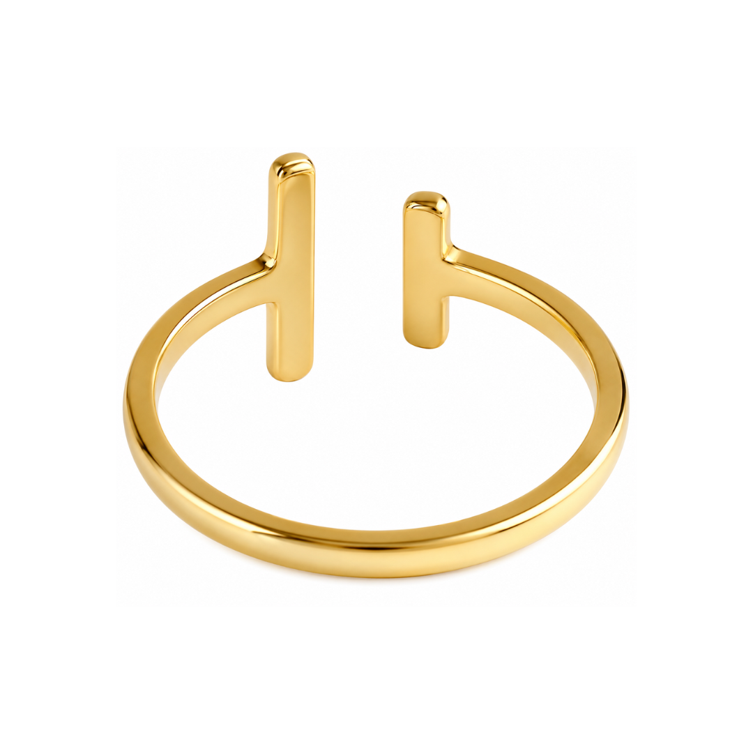 Aurelle | Gold Plated Noble T-Bar Ring