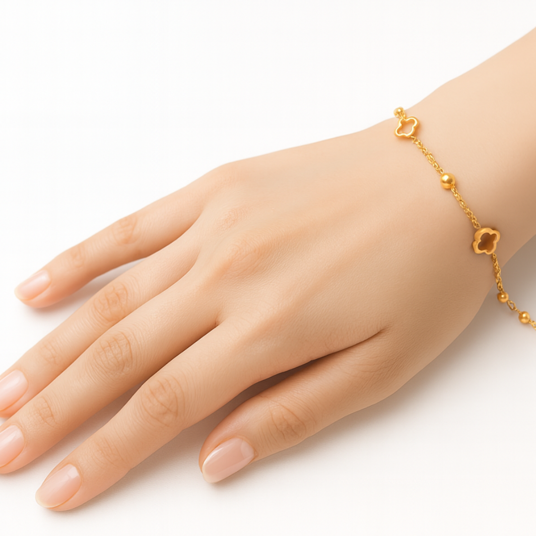 Gifting Set - Gold (18K) Plated Four-Leaf Clover Necklace and Bracelet