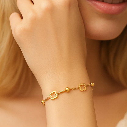 Gifting Set - Gold (18K) Plated Four-Leaf Clover Necklace and Bracelet