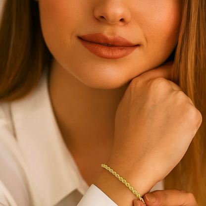 Simone | Gold (18K) Plated Twisted Rope  Chain Waterproof Bracelet