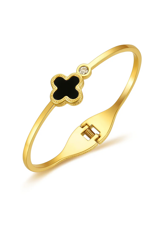 Blossom | Gold-Plated Four-Leaf Clover Cuff Bangle Bracelet