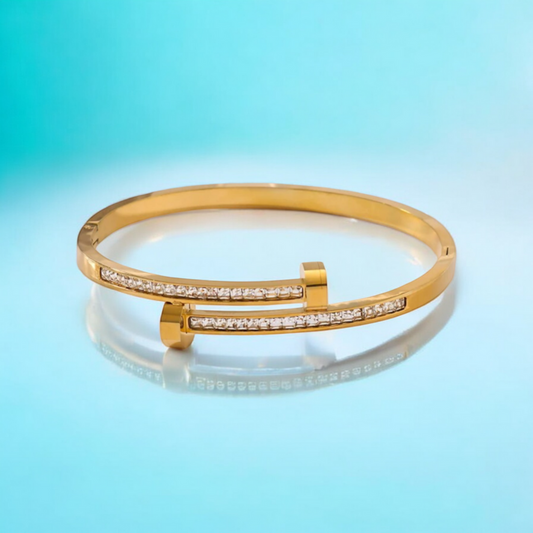 Felicia | Gold Plated Zircon Nail Bracelet Bangle