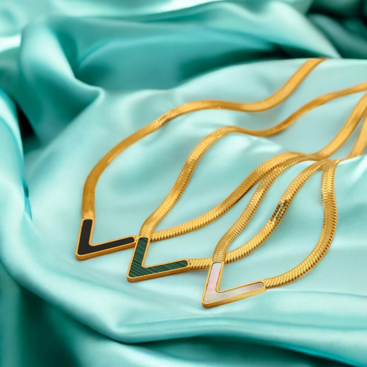 Aura | Gold Plated V-shaped Flat Snake Bone Chain