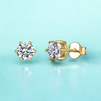 Rya | Gold Plated Diamond Cut Cubic Zirconia Stud Earrings