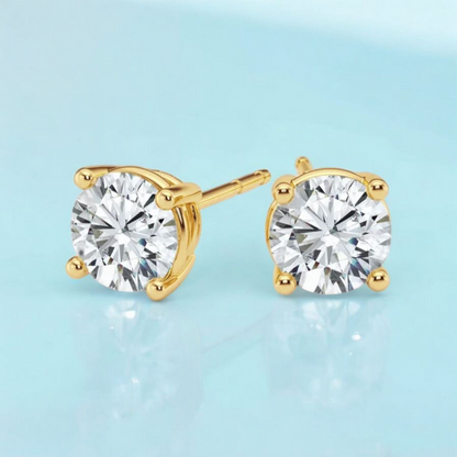 Rya | Gold Plated Diamond Cut Cubic Zirconia Stud Earrings
