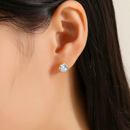 Rya | Gold Plated Diamond Cut Cubic Zirconia Stud Earrings