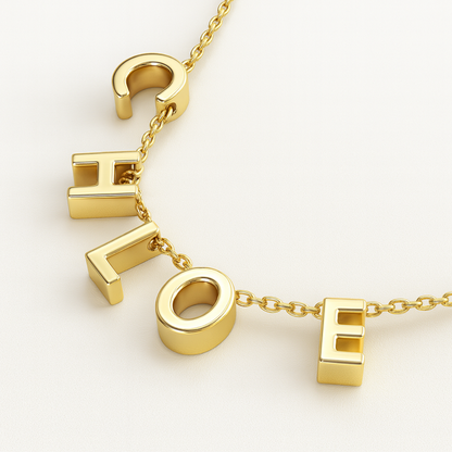 Casandra | Personalised Suspended Name Necklace, Custom Name Necklace - 18K Gold Plated Waterproof Necklace