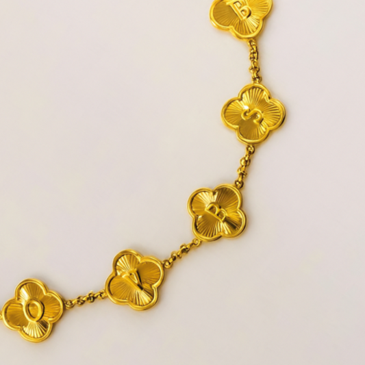 Clover Necklace - Personalised Clover Name Necklace, 18K Gold Plated Four-Leaf Pendant Waterproof