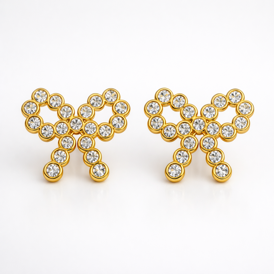 Claire | Bow Pave Stud Earrings