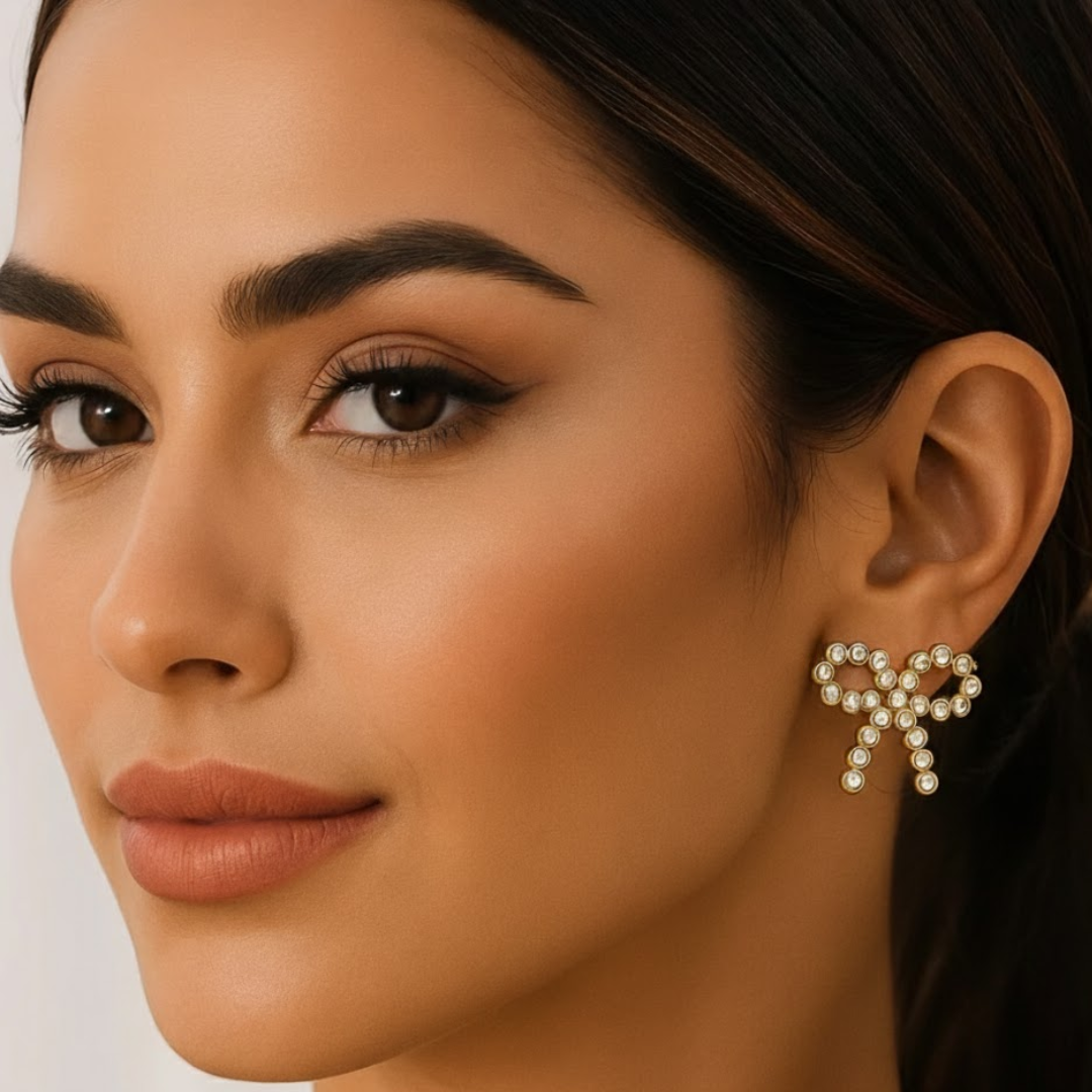 Claire | Bow Pave Stud Earrings