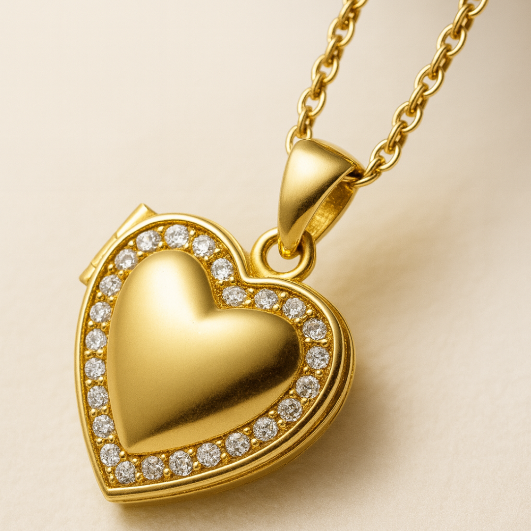Inna | Gold (18K) Plated Heart Photo Frame Locket Pendant Waterproof Necklace Christmas Gift
