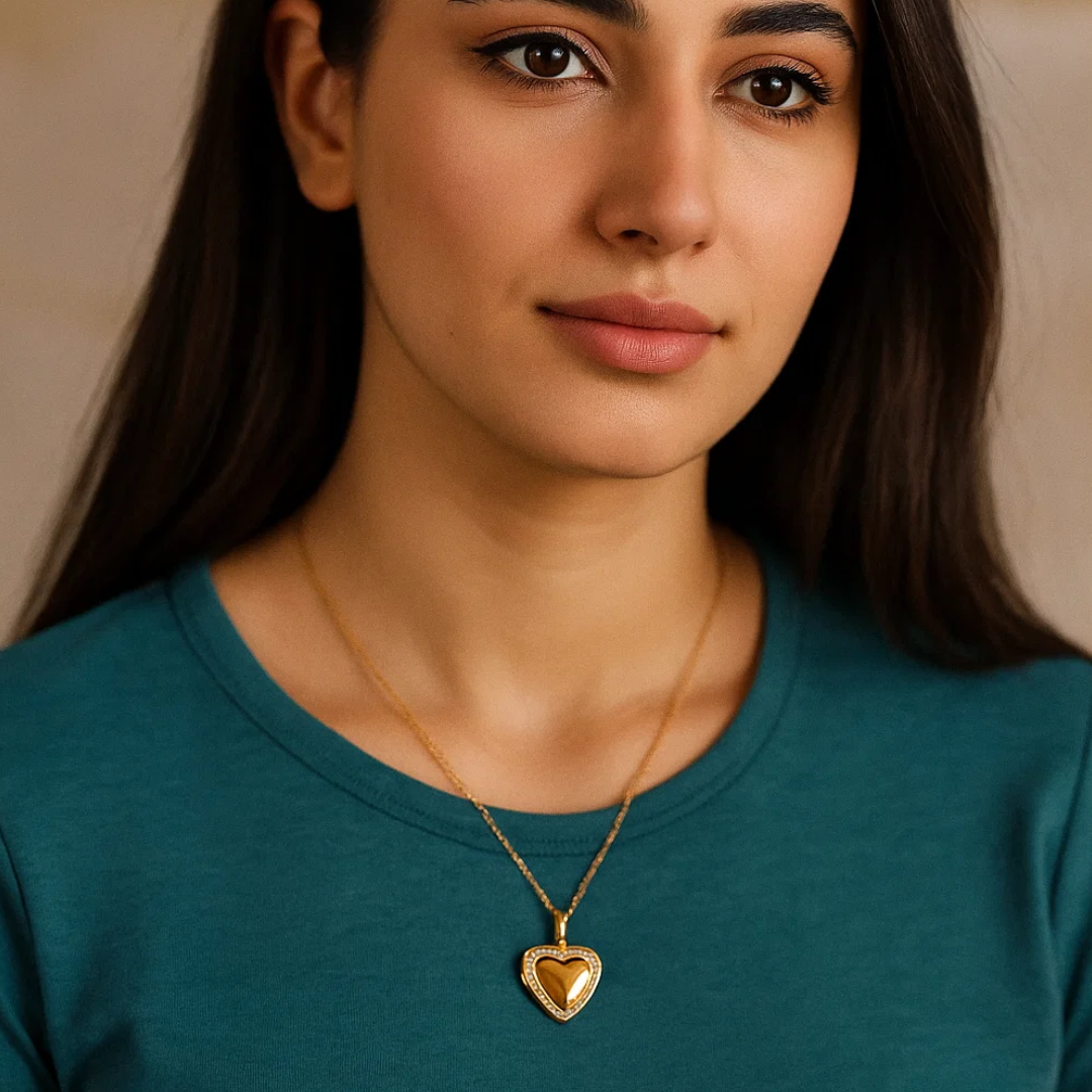 Inna | Gold (18K) Plated Heart Photo Frame Locket Pendant Waterproof Necklace Christmas Gift