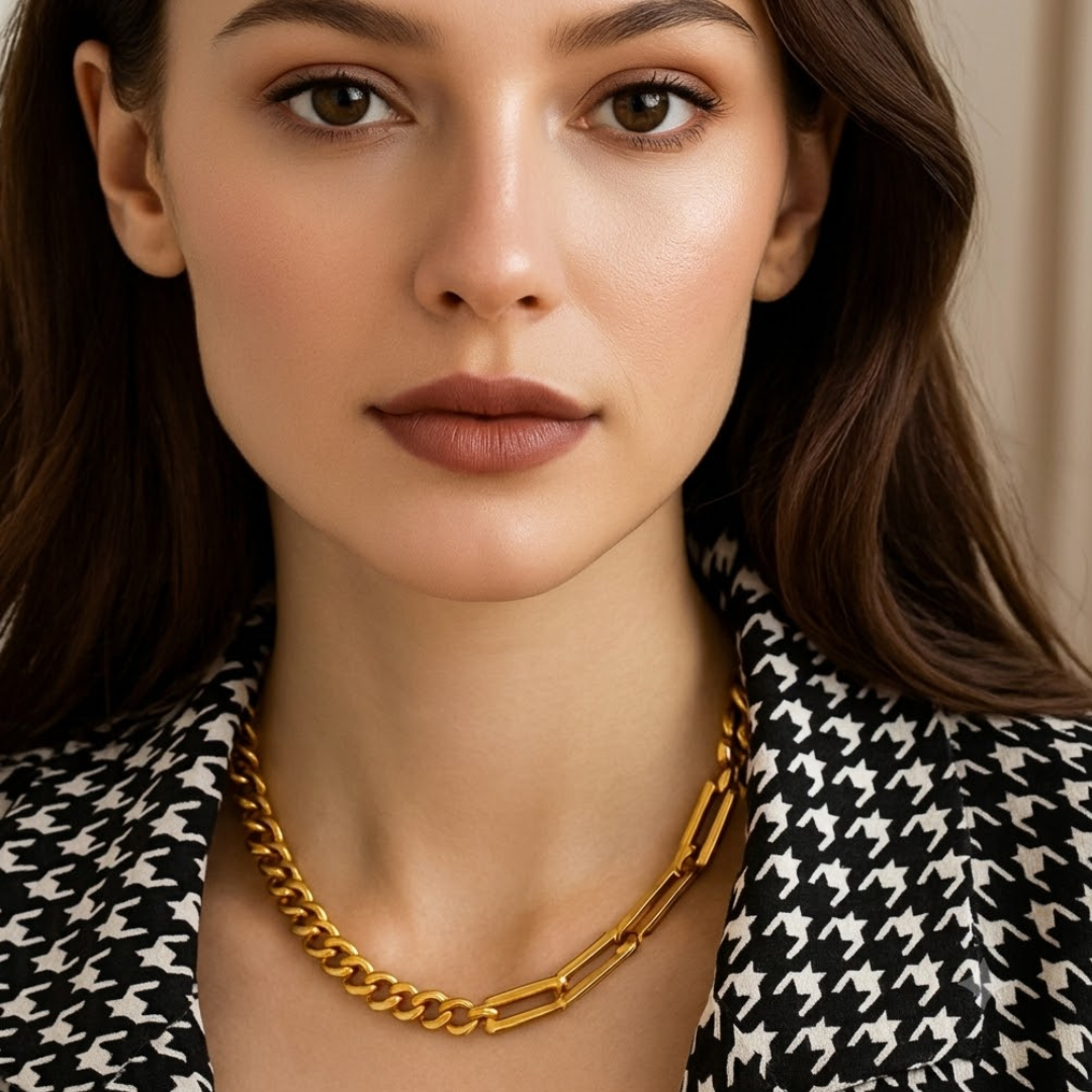 Marcella | Gold Plated Hybrid Link Necklace