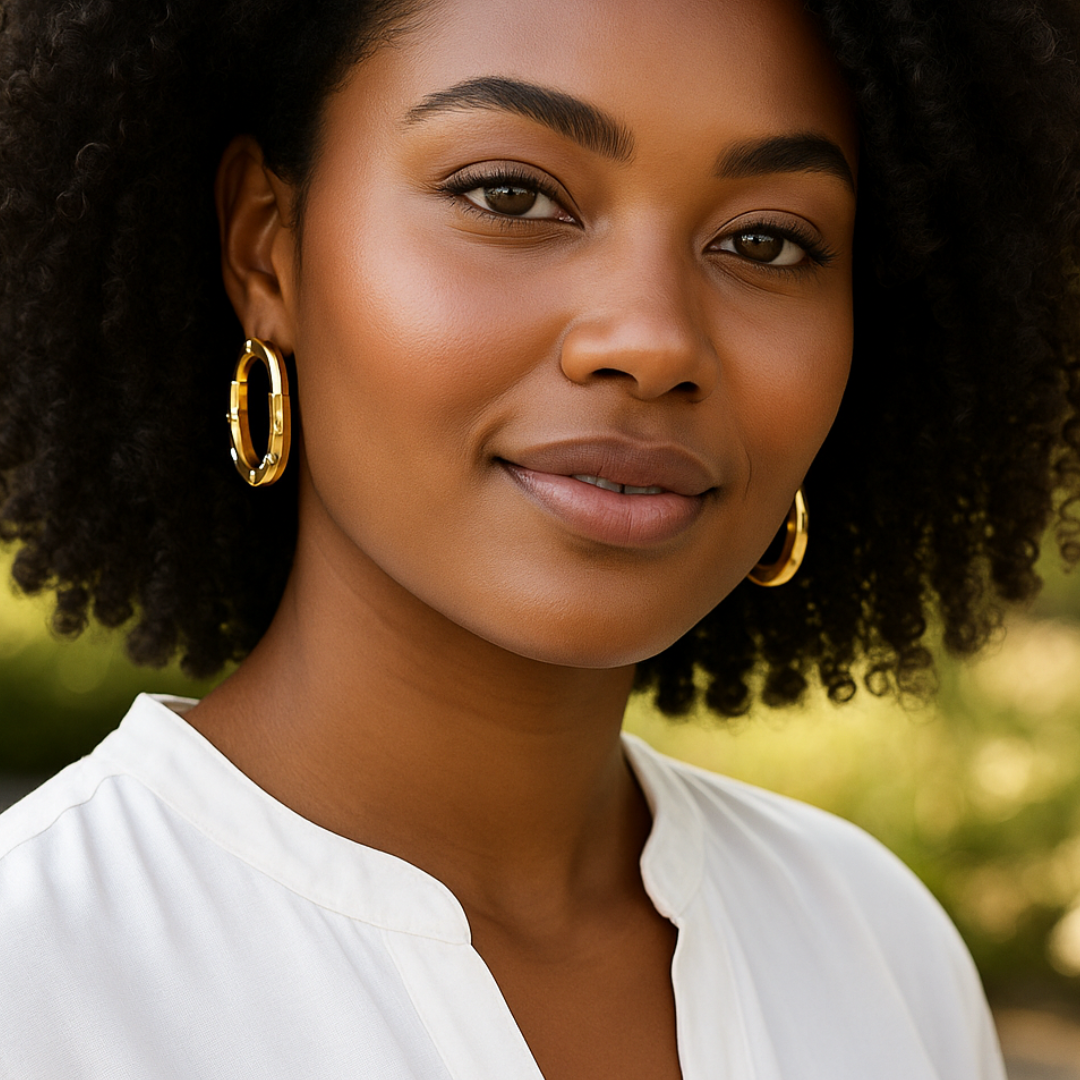 Martinova | Gold Plated Lock Hoop Earrings with Zircons