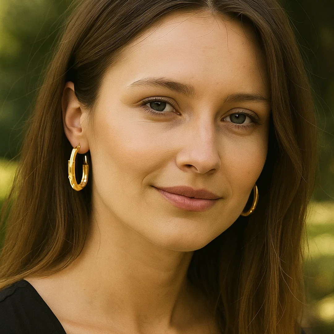 Martinova | Gold Plated Lock Hoop Earrings with Zircons