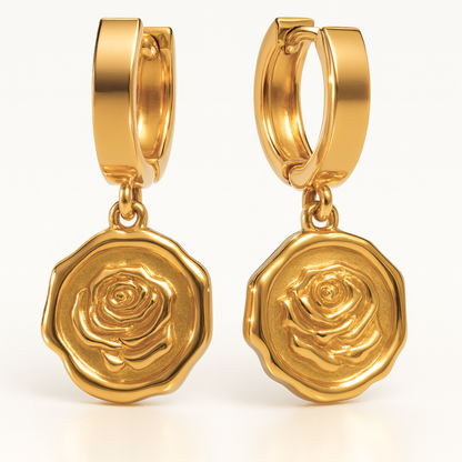 Natalie | 18K Gold Plated Rose Carved Huggie Hoop Earrings