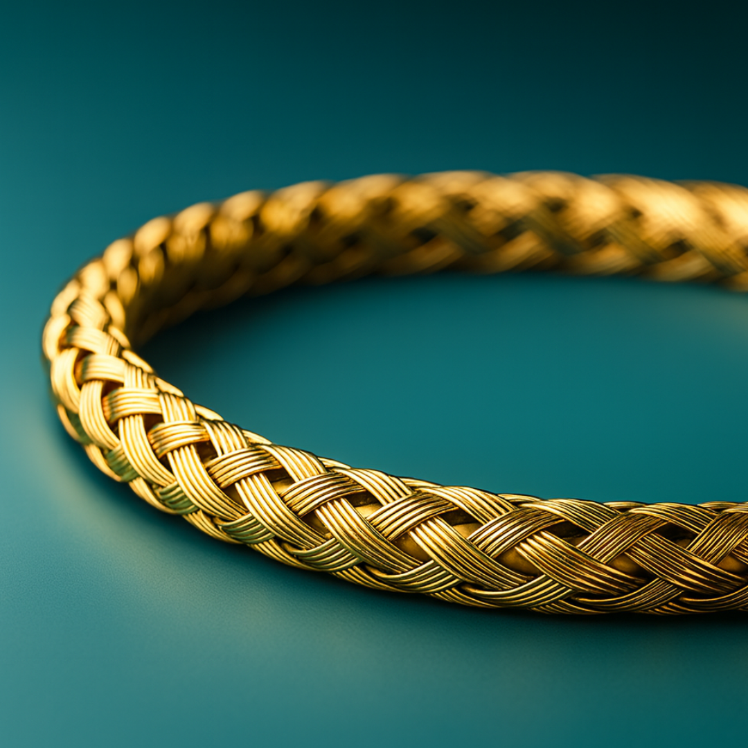 Rosie | Gold Plated Braided Weaved Open Cuff Bangle Bracelet