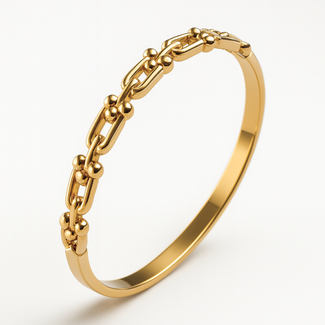 Amarante | Gold Plated U-Link Cuff Bangle Bracelet