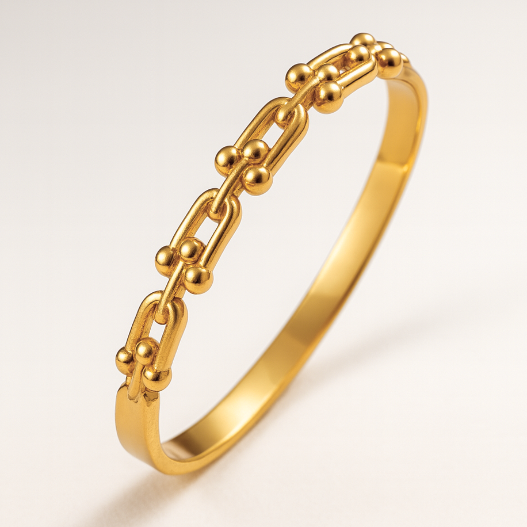 Amarante | Gold Plated U-Link Cuff Bangle Bracelet