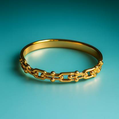 Amarante | Gold Plated U-Link Cuff Bangle Bracelet